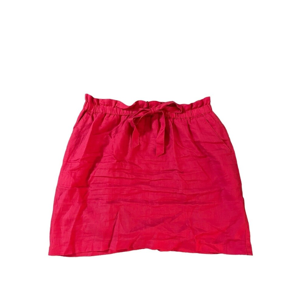St. Tropez West 100% Linen Pink Mini Skirt Elastic Waist‎ Size M